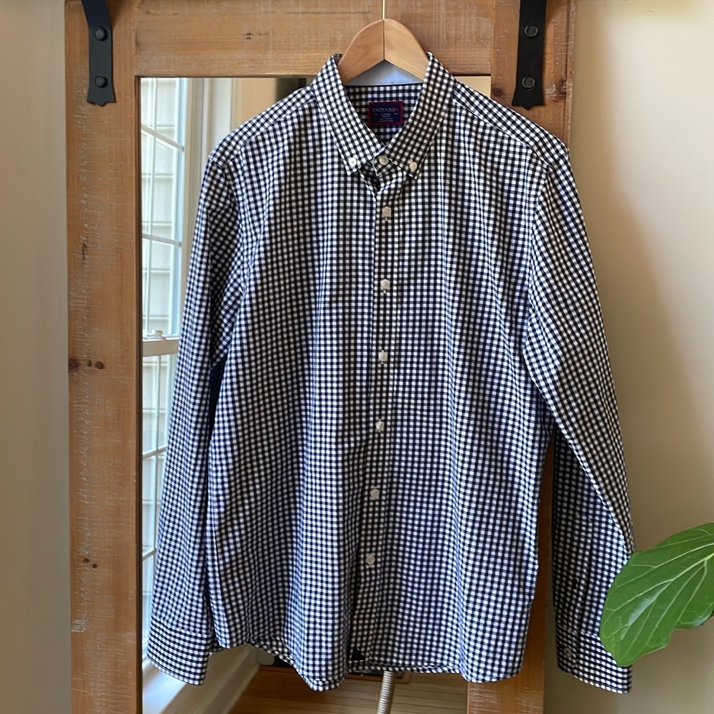 UNTUCKit Black Gingham Button Down Shirt Size Slim Fit L